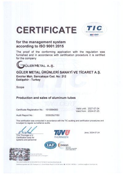 Güler Metal ISO 9001
